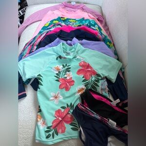 Swim Tops (7) and 2 bottoms various brands Girls 4T